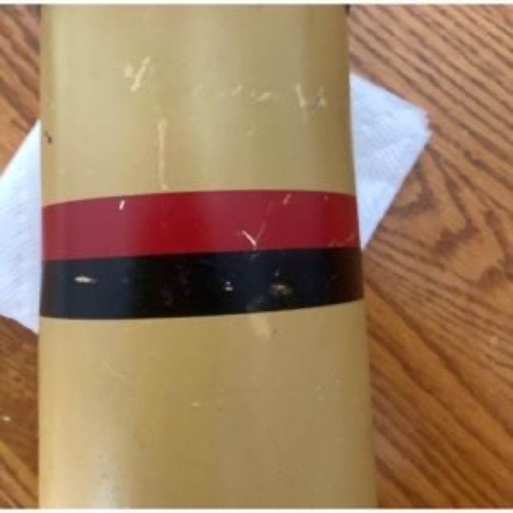 Thermos yellow with red and black stripe insulated bottle - Picture 3 of 6
